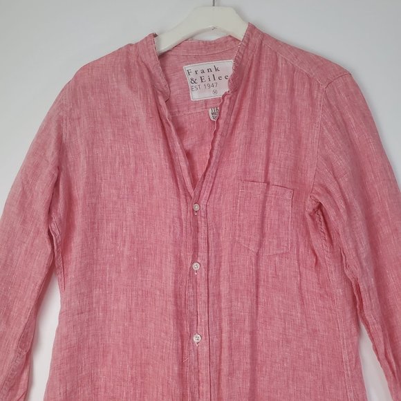 FRANK & EILEEN Women Shirt Dress Murphy Coral Button Up 100% Linen Itali… - Picture 7 of 9